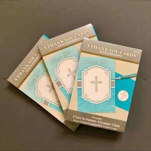 Blue Cross Thank You Cards 3 Sets of 8 NWT Christian Catholic Communion Baptism